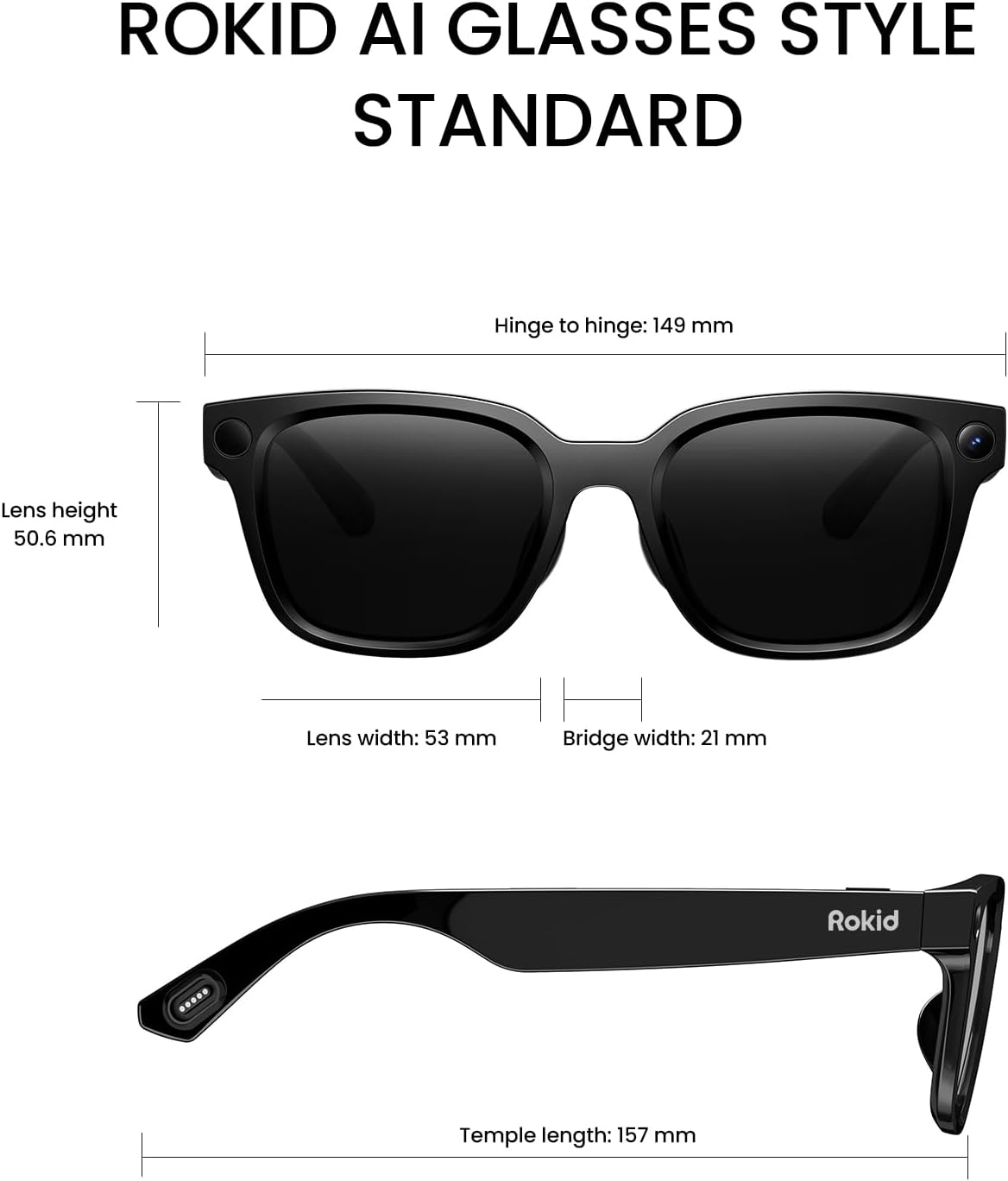 Rokid Ai Glasses Style (Non-Display), 2026 Smart Audio Sun Glasses with ChatGPT & Gemini, Real-Time Translation, 12MP Camera, Voice-Controlled Assistant, Hands-Free Calls, Productivity for Travel