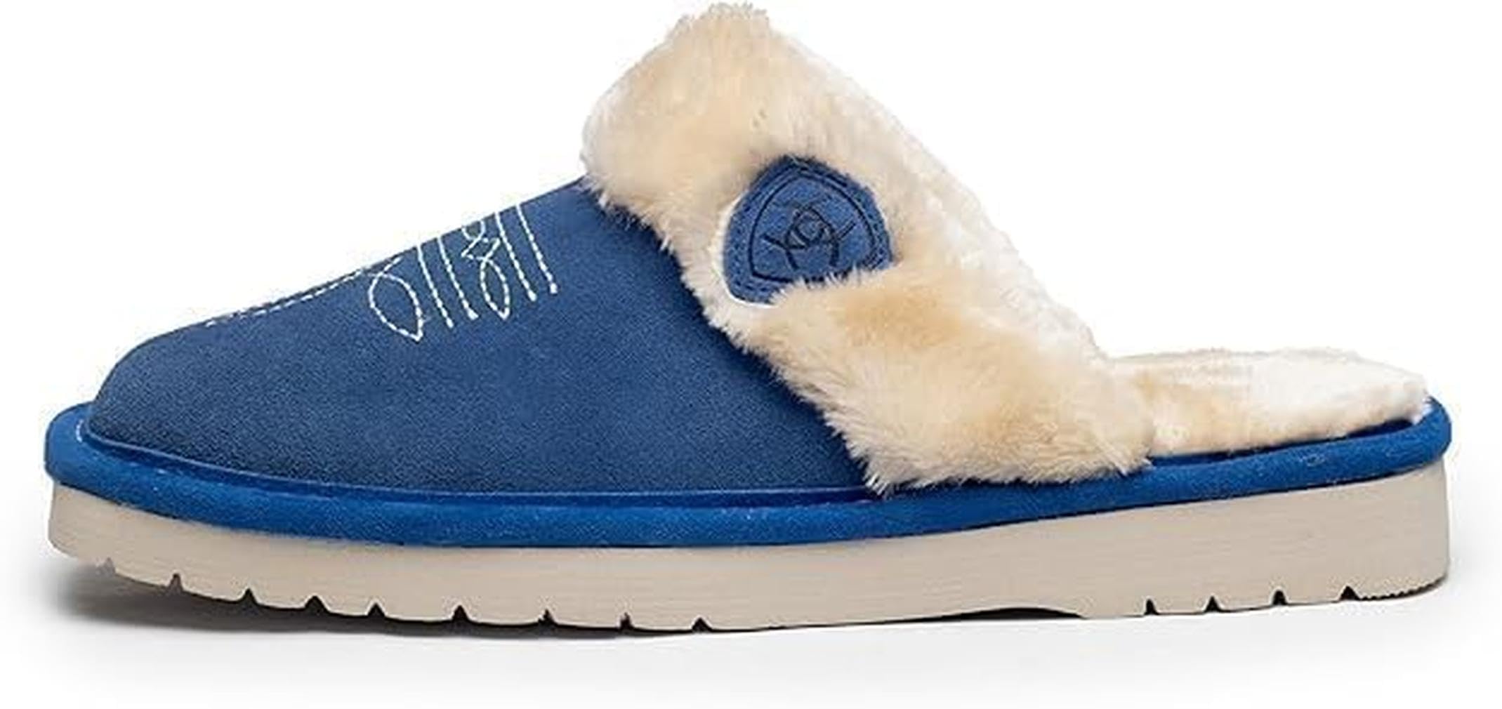 ARIAT Women's Jackie Square Toe Warm Soft Genuine Suede Leather Indoor Outdoor Slippers with Plush Collar