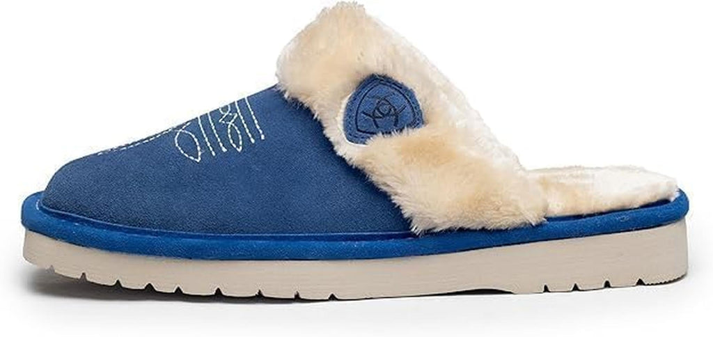 ARIAT Women's Jackie Square Toe Warm Soft Genuine Suede Leather Indoor Outdoor Slippers with Plush Collar