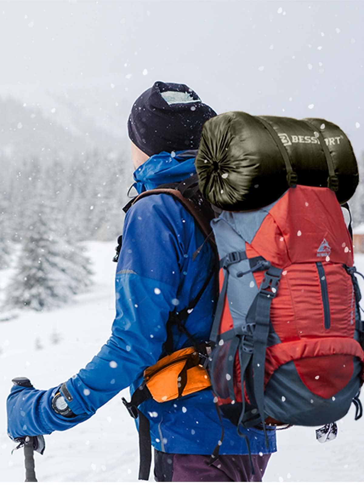 Bessport Mummy Sleeping Bag | 15-45 ℉ Extreme 3-4 Season Sleeping Bag for Adults Cold Weather– Warm and Washable, for Hiking Traveling & Outdoor Activities