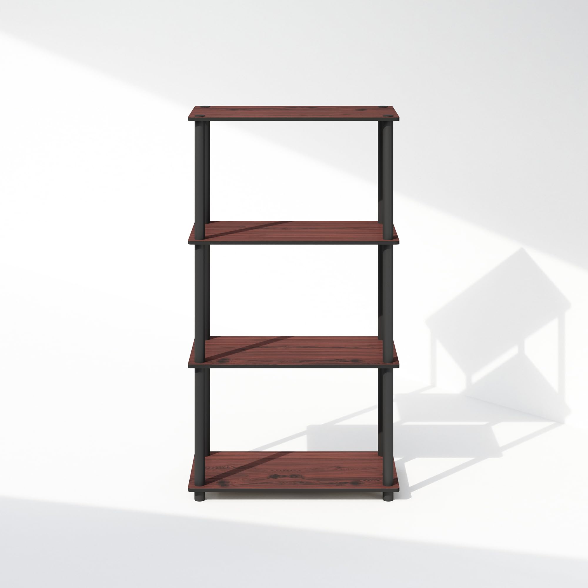 Furinno Turn-N-Tube Book Shelf, 4-Tier Bookshelf, Bookcase with Multipurpose Compact Display Rack, 11.6 x 23.6 x 43.2, for Living Room, Bedroom, Home Office, Americano/Black