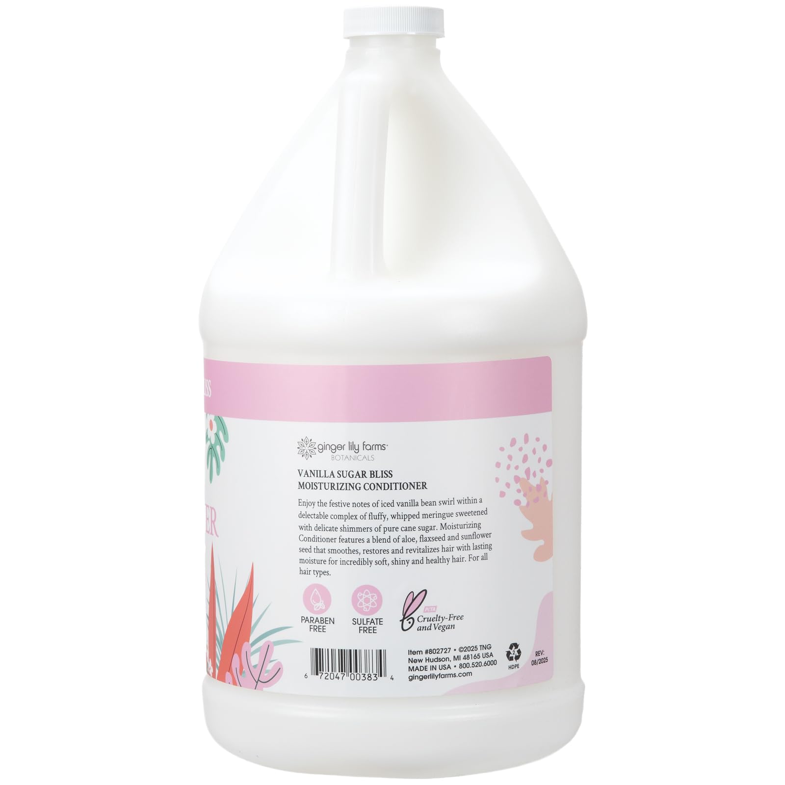 Ginger Lily Farms Botanicals Moisturizing Conditioner for Dry Hair, 100% Vegan & Cruelty-Free, Apple Pear Scent, 1 Gallon Refill (128 fl oz)