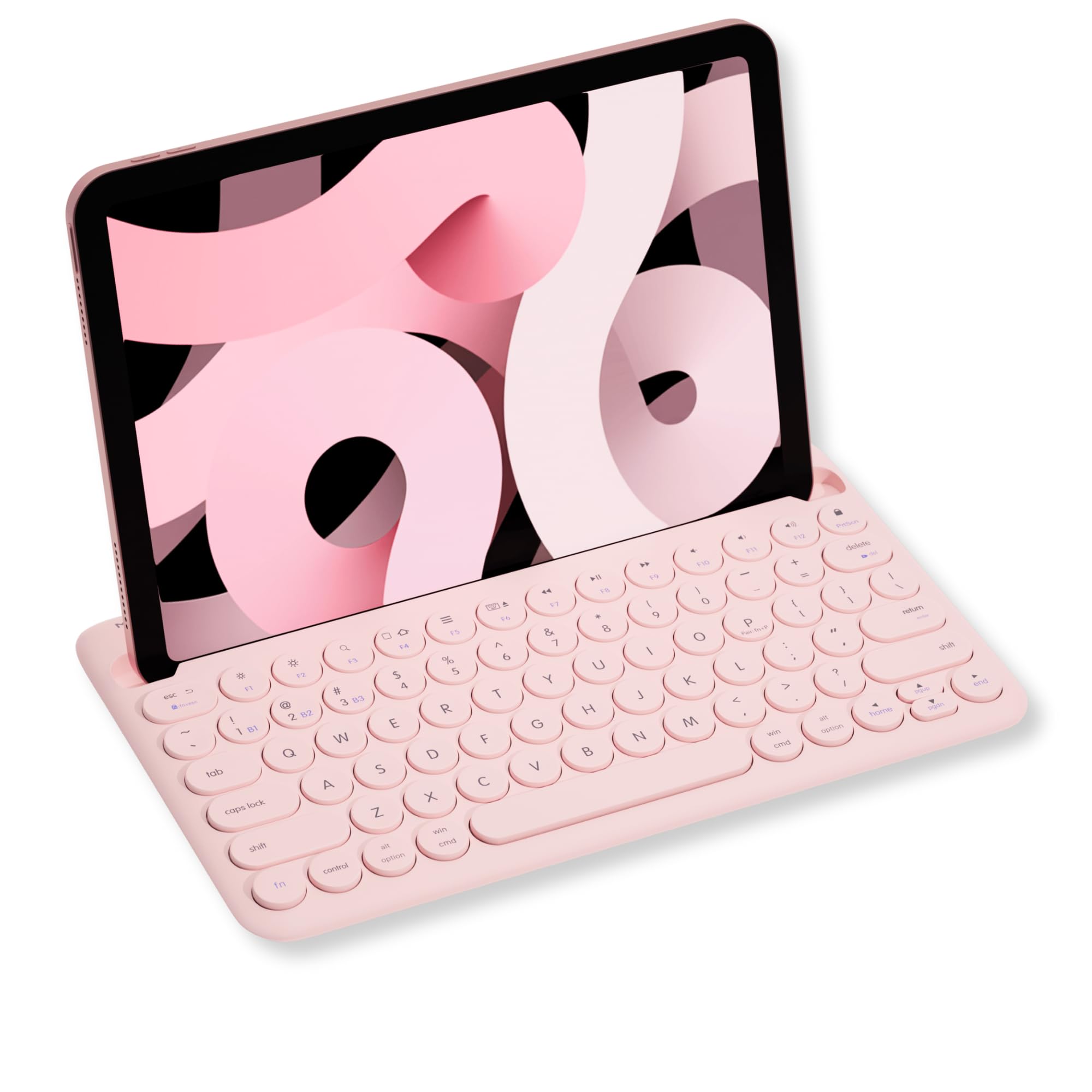 Macally Bluetooth Keyboard for Tablet | Wireless Keyboard for iPad mini/Air/Mini, iPhone (Multi-Device, Built-in Stand, Rechargeable) Easy to Use and Cute Portable