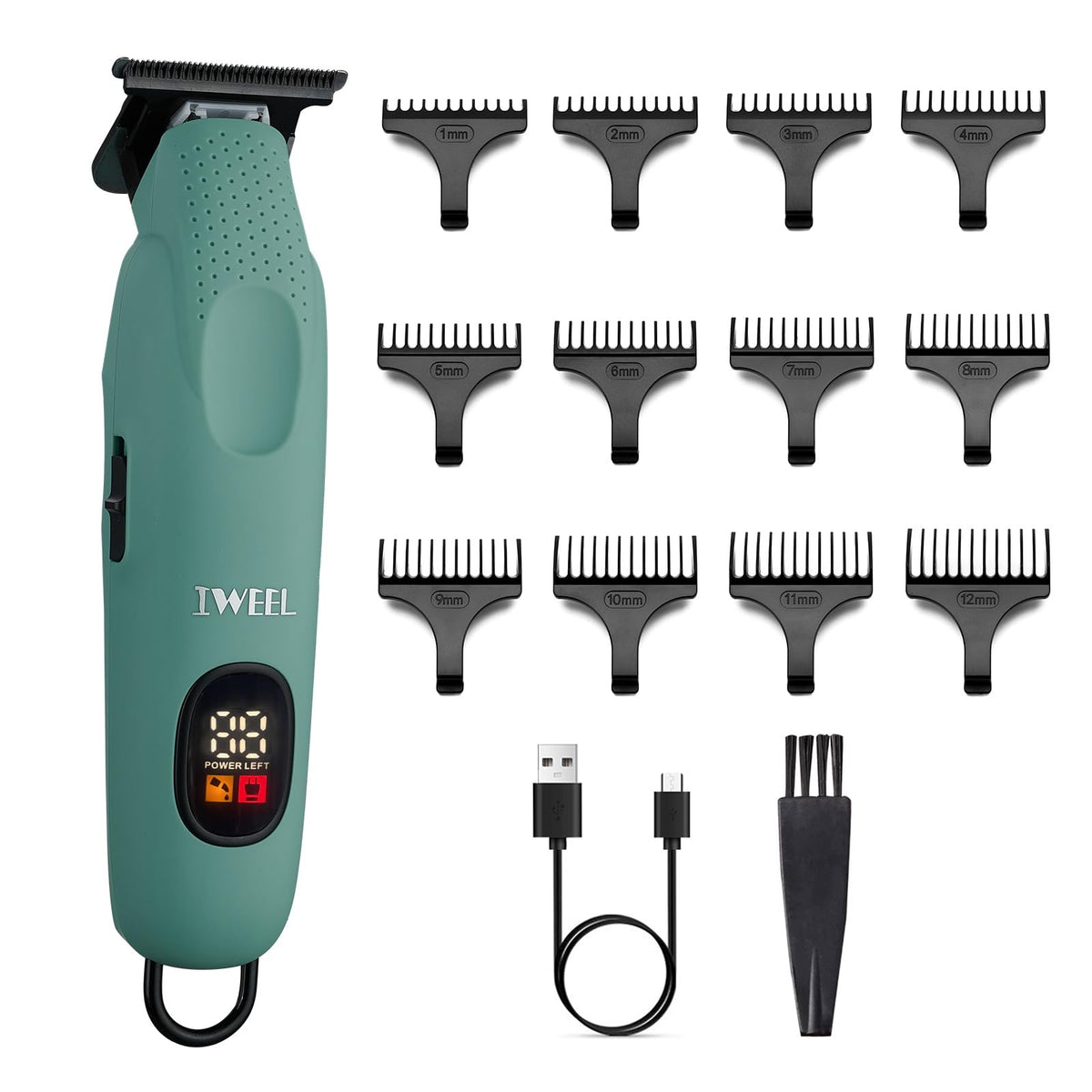 IWEEL Professional Beard Trimmer for Men - Electric Hair Clippers, Zero Gapped T-Blade Edgers, Cordless Rechargeable Mustache Trimmer Grooming Kit for Body