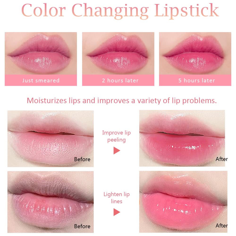 evpct 2Pcs Blueberry Tinted Lip Balms PH Lip Color Changing Lipstick Balm Stain Gift Set Queen for Women Girls Korean Mood Long Lasting Color Change Light Pink Lipstick Lip Tint Plumper Gloss