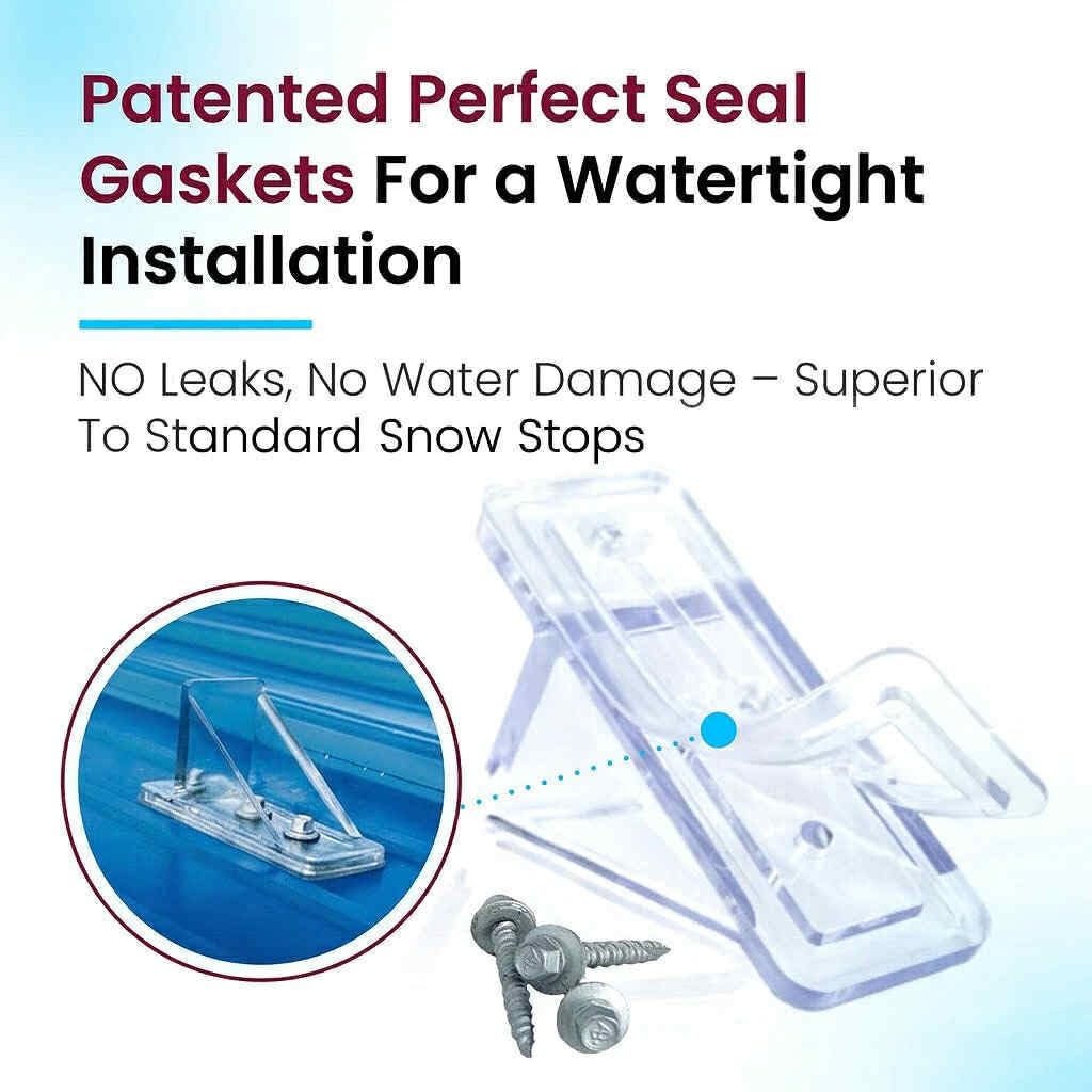 50 Pack Snow Guards for Metal Roofs – with Perfect Seal Gaskets & Screws – Heavy-Duty Polycarbonate Snow Stops Prevent Sliding Snow & Ice – Roof Snow Retention System | Made in USA