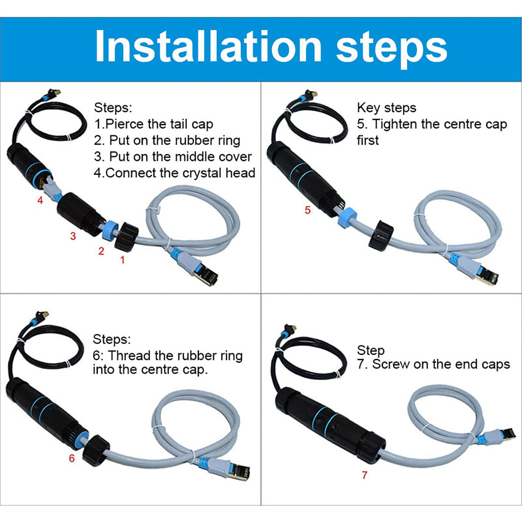 ZUZONG IP68 Waterproof RJ45 Coupler Splitter, Waterproof Ethernet Coupler 1 in 2 Out Splitter IP68 Ethernet Outdoor LAN Cable Connector for Cat5/Cat5e/Cat6/Cat7/Cat8 Ethernet Cable (1 Pair Female)