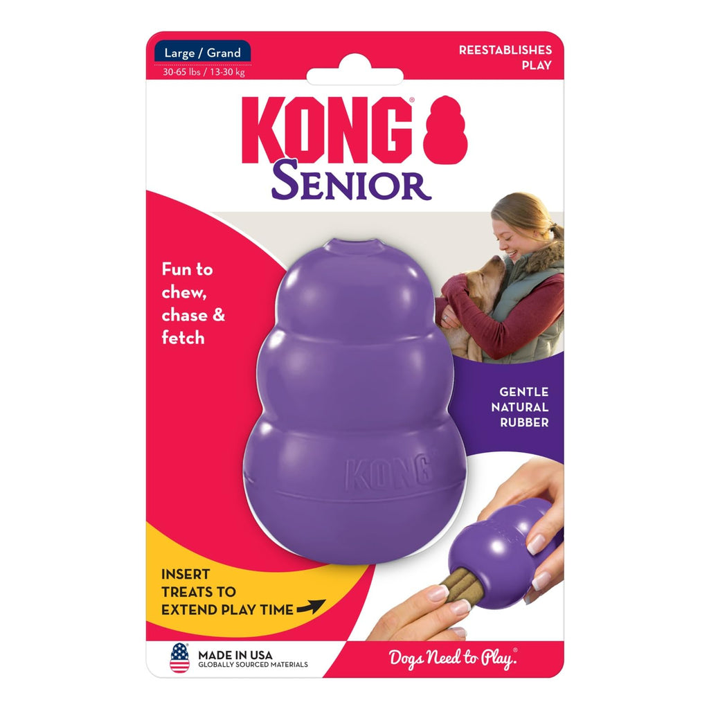 KONG Senior - Dog Toy with Gentle, Natural Rubber - Durable Dog Toy for Older Dogs - Use Treats with Stuffable Chew Toy - Treat Toy for Chewing & Fetching - for Small Dogs