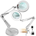 12X Magnifying Glass with Light and Stand, Real Glass, 5 Color Modes, Brightness Stepless Dimmable Lighted Magnifier Hands Free, 2-in-1 Desk Lamp & Clamp Light, Magnifier Lamp for Close Work, Reading