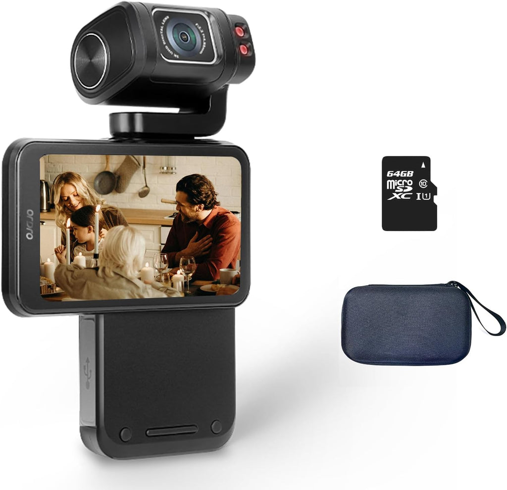 ORDRO 5K Video Camcorder, M3 48MP UHD 4K/60fps Handheld Digital Camera, 3.5'' Rotatable IPS Screen 3250mAh Battery WiFi IR Night Vision Camera with 64G Card for YouTube Vlogs