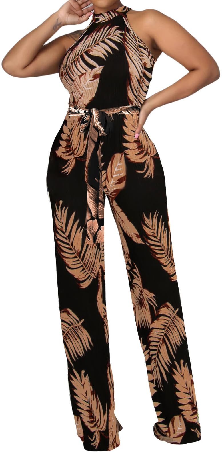 Jumpsuit for Women Sexy Elegant Long Straight Pants Cocktail Printing Jumpsuits Party Club with Zipper