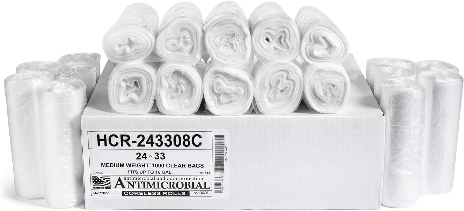 Aluf Plastics High Density Trash Bags, 10 Gallon, 4000 Count, 6 Micron (eq), 24" x 24", Black, for Bathroom, Office, Industrial, Commercial, Janitorial, Municipal, Recycling