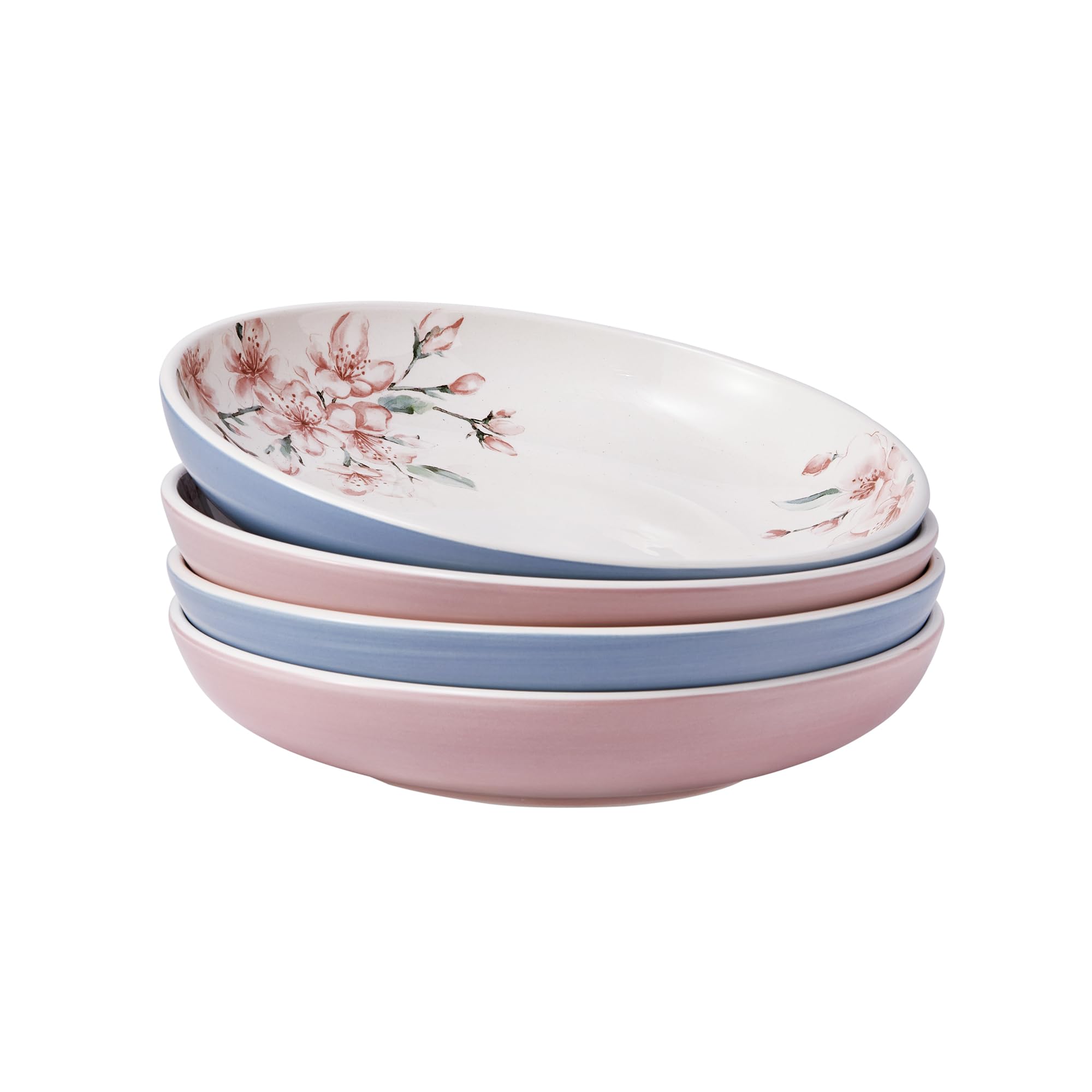 Bico Blue Talavera Pasta Bowls, 35oz Salad Bowl Set of 4, Large Ceramic Serving Dinner Bowls for Soup and Cereal, Microwave and Dishwasher Safe, Gift for Housewarming and Thanksgiving