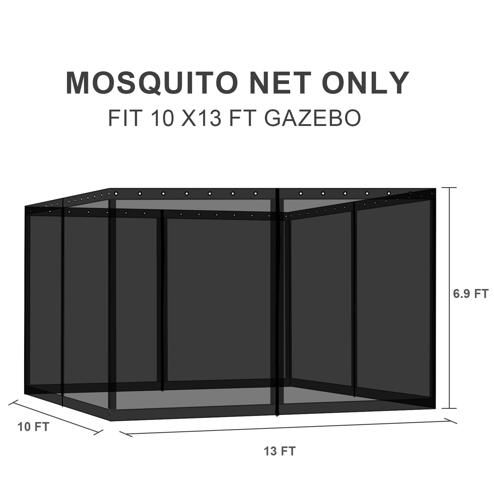BPS 10' x 10' Gazebo Universal Mosquito Netting Screen Replacement, 4-Panel Mesh Screen Walls with Double Zippers for Outdoor Patio, Khaki (Mosquito Net Only)