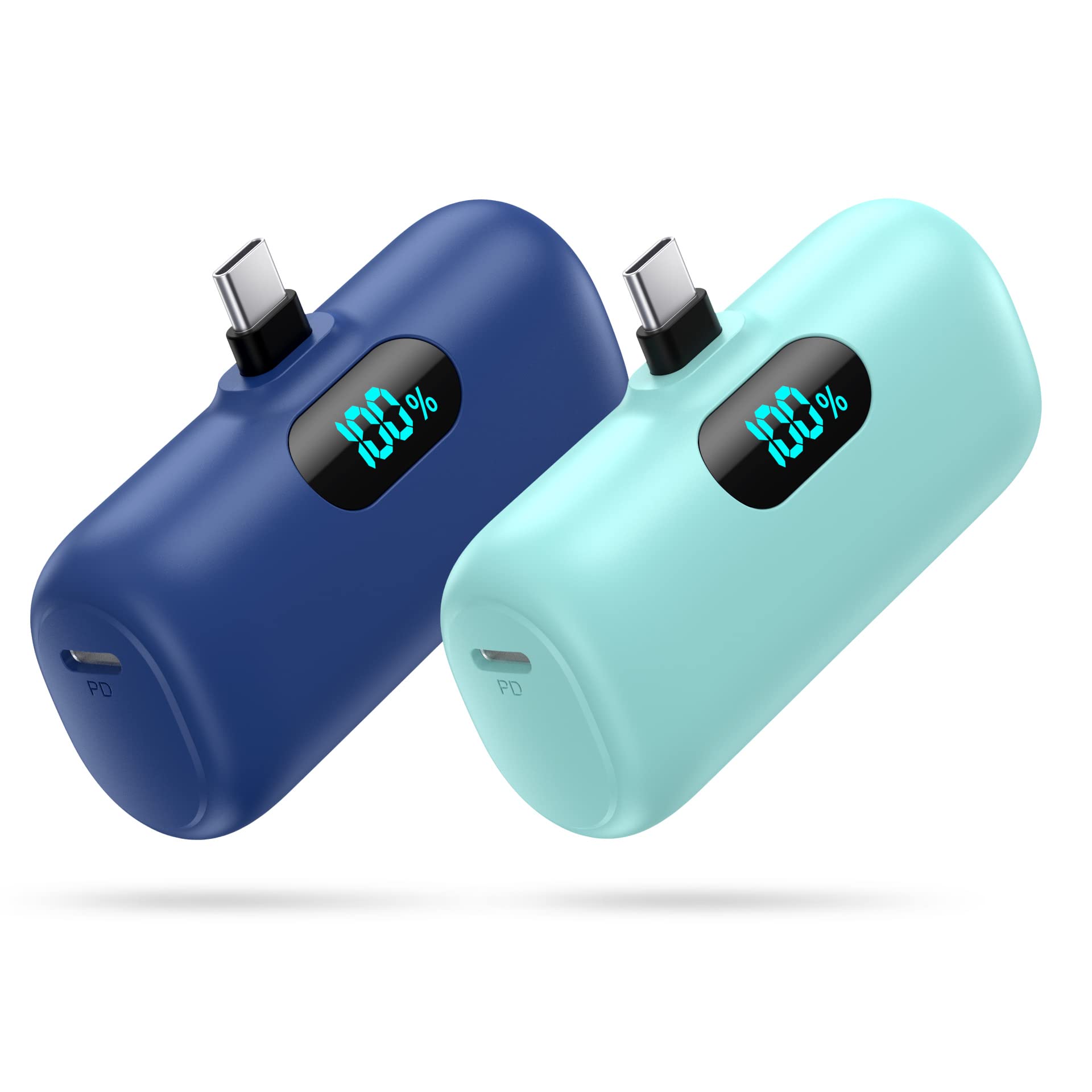 [2-Pack]Portable Charger for iPhone 17/16/15,Mini Power Bank 5000mAh PD USB C Portable Phone Charger,Travel Essential Battery Pack for iPhone 17/17 Air/16/16 pro/15/15 pro Max/Android/Samsung/Moto/LG