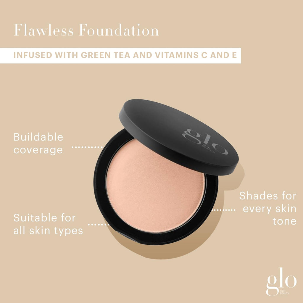 Glo Skin Beauty Pressed Base Powder Foundation, Beige – Buildable Sheer to Full Coverage, Long Wear Face Powder Compact, Pressed Powder Makeup for Smooth, Semi-Matte Finish