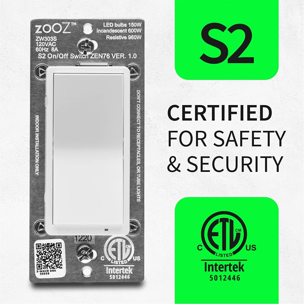 Zooz 800 Series Z-Wave Long Range Toggle Dimmer ZEN74, White | Direct 3-Way (No Add-On Switch Needed) | Z-Wave Hub Required