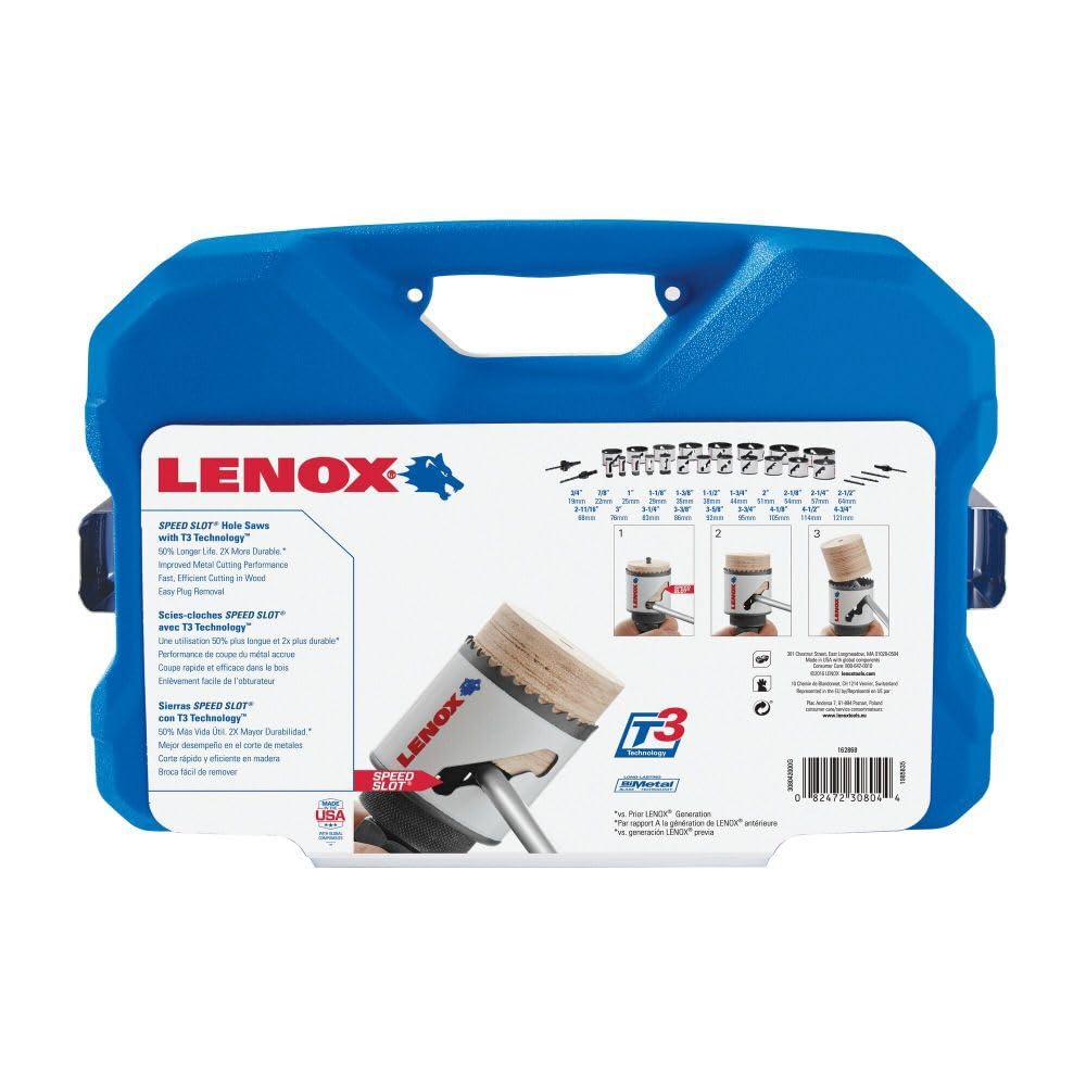 LENOX Tools Bi-Metal Speed Slot Hole Saw Set, 9 Piece Kit (700G)