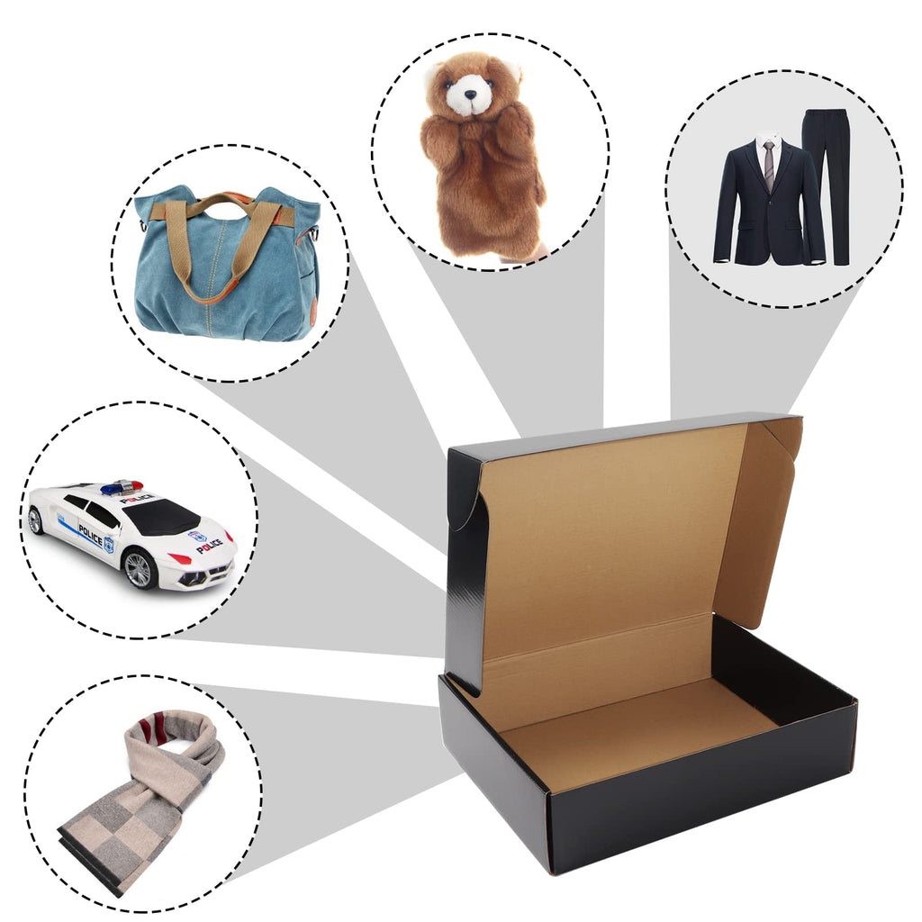 EXYGLO 40 Pack 6x4x3 Shipping Boxes, Black Corrugated Cardboard Boxes for Packaging Small Business, Moving, Shipping, Mailing, and Storing