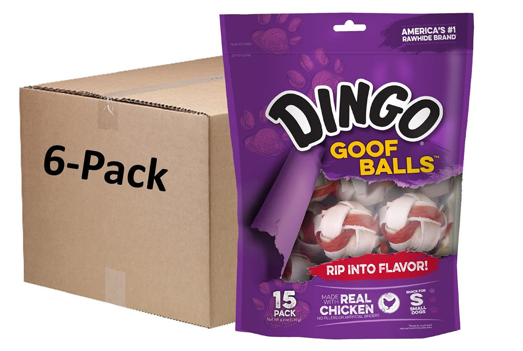 Dingo Goofballs for Dogs, Rawhide Chews Made with Real Chicken for Small Breeds 18-Count