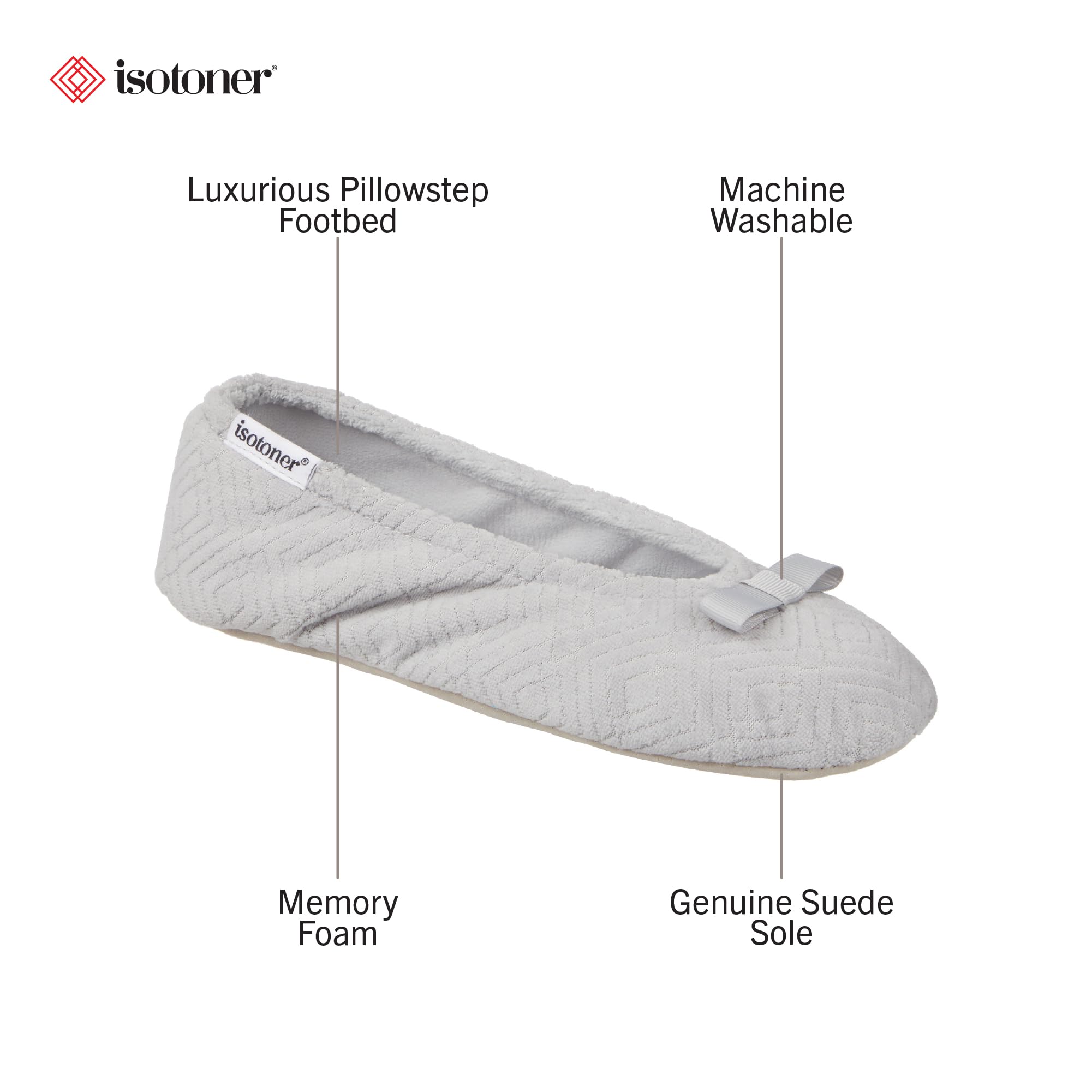 isotoner Women's Diamond Microterry Ballerina Slippers