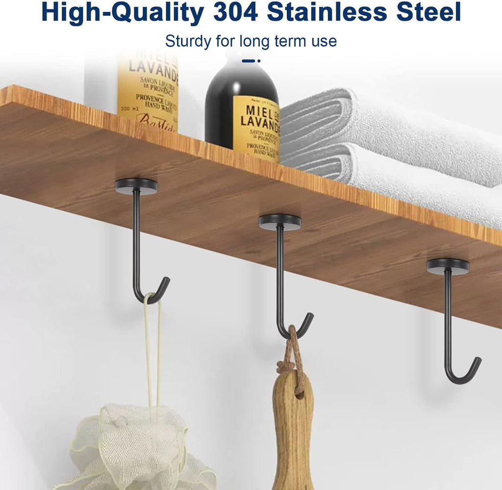 NearMoon Coat Hooks, Wall Mount Hooks for Hanging Hat Hurse Robe, 304 Stainless Steel Heavy Duty Towel Hangers for Bathroom Livingroom Kitchen-Ceiling Hook, 6 Pack (2 Inch, Brushed Nickel)