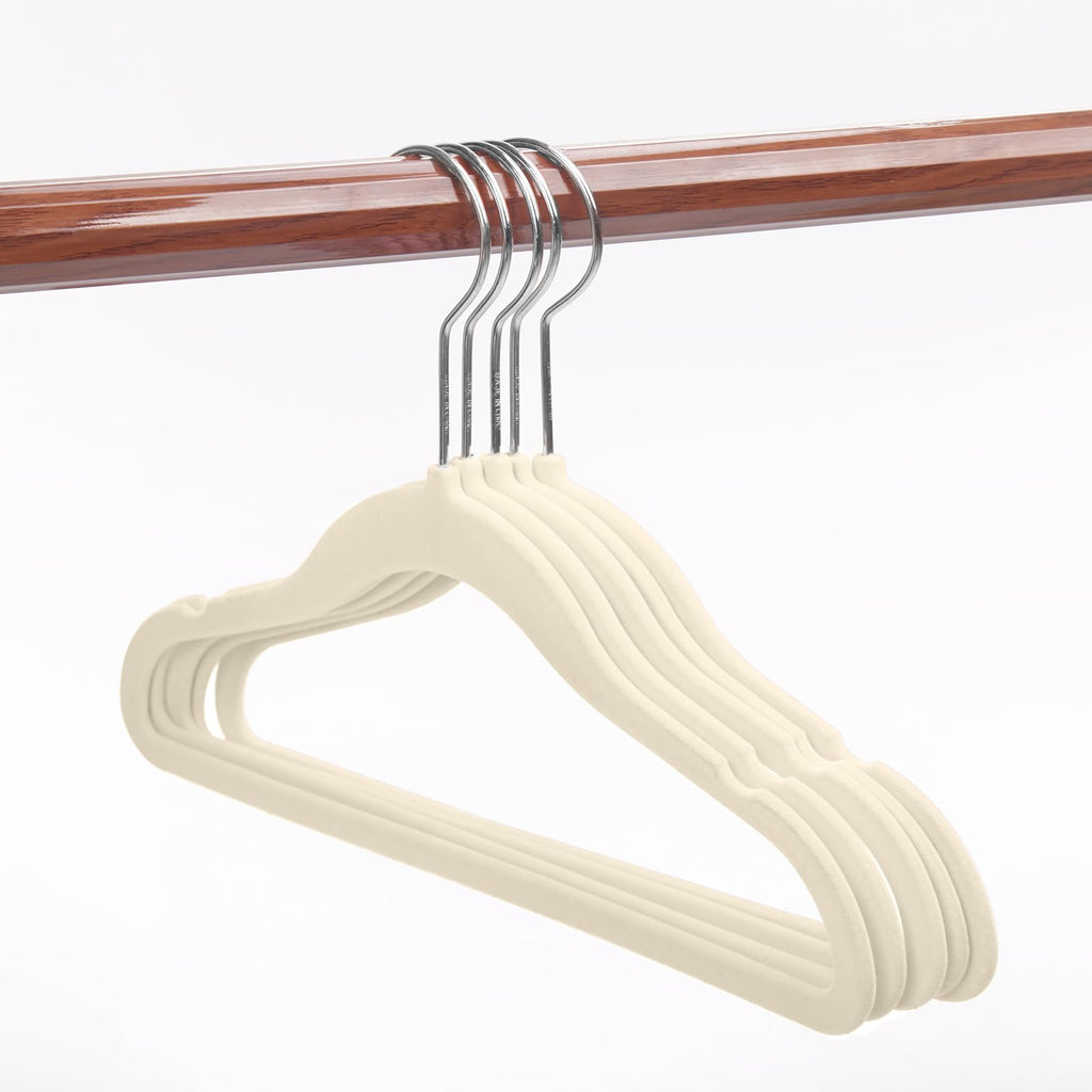 MIZGI Baby Velvet Hangers,Non-Slip Kids & Toddler Hangers,11.8 Inch Hangers for Baby Clothes,Pack of 50(Black/Black)