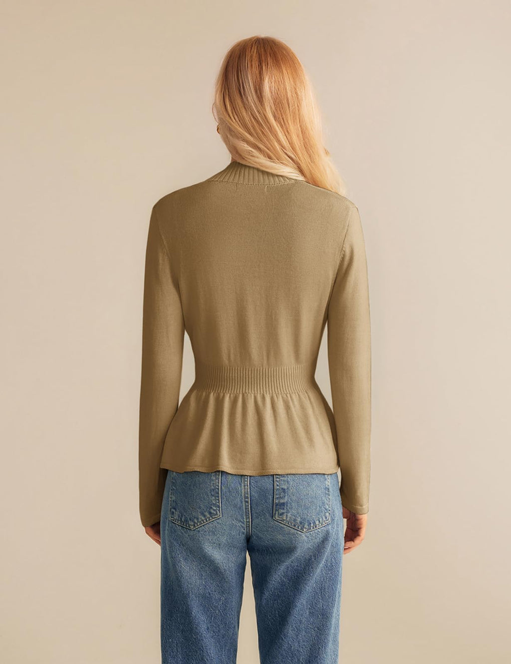 GRACE KARIN Women Cardigan Sweaters 2025 Fall,Long Sleeve Cropped Sweater Coat Trendy,Button Front Peplum Tops Lightweight