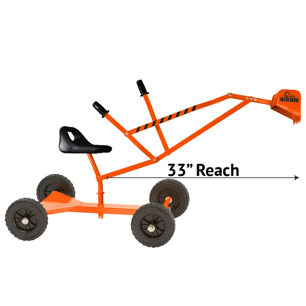 Big Dig Toy Excavator Ride, Sand Digger w/ 360 Rotation Base for Kids Ages 3 & Up, Yellow - Outdoor Playground and Beach Construction Riding Toys for Children
