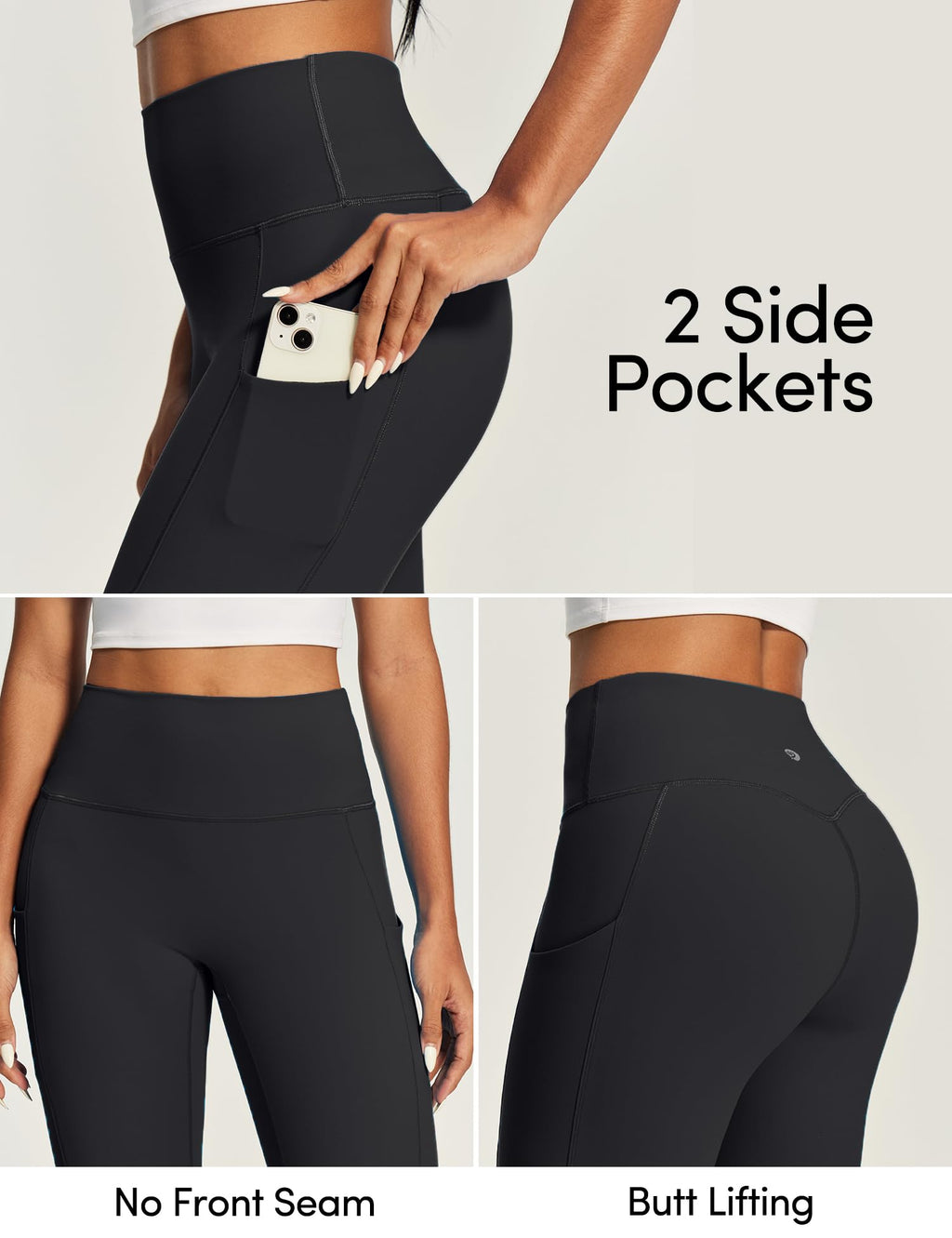 IUGA Compression Leggings for Women Tummy Control No Front Seam Leggings with Pockets High Waisted Workout Yoga Pants