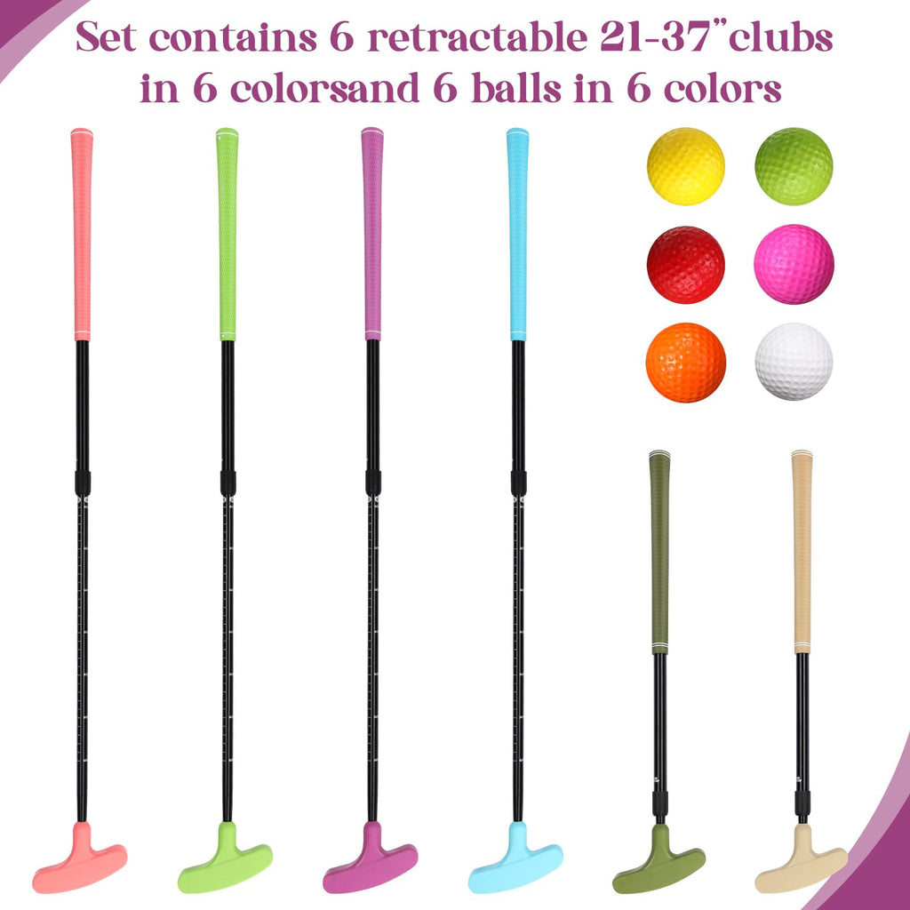 Wettarn 6 Set Golf Putters for Men and Women Two Way Mini Golf Putter with 6 Balls for Right or Left Handed Golfers Adjustable Length