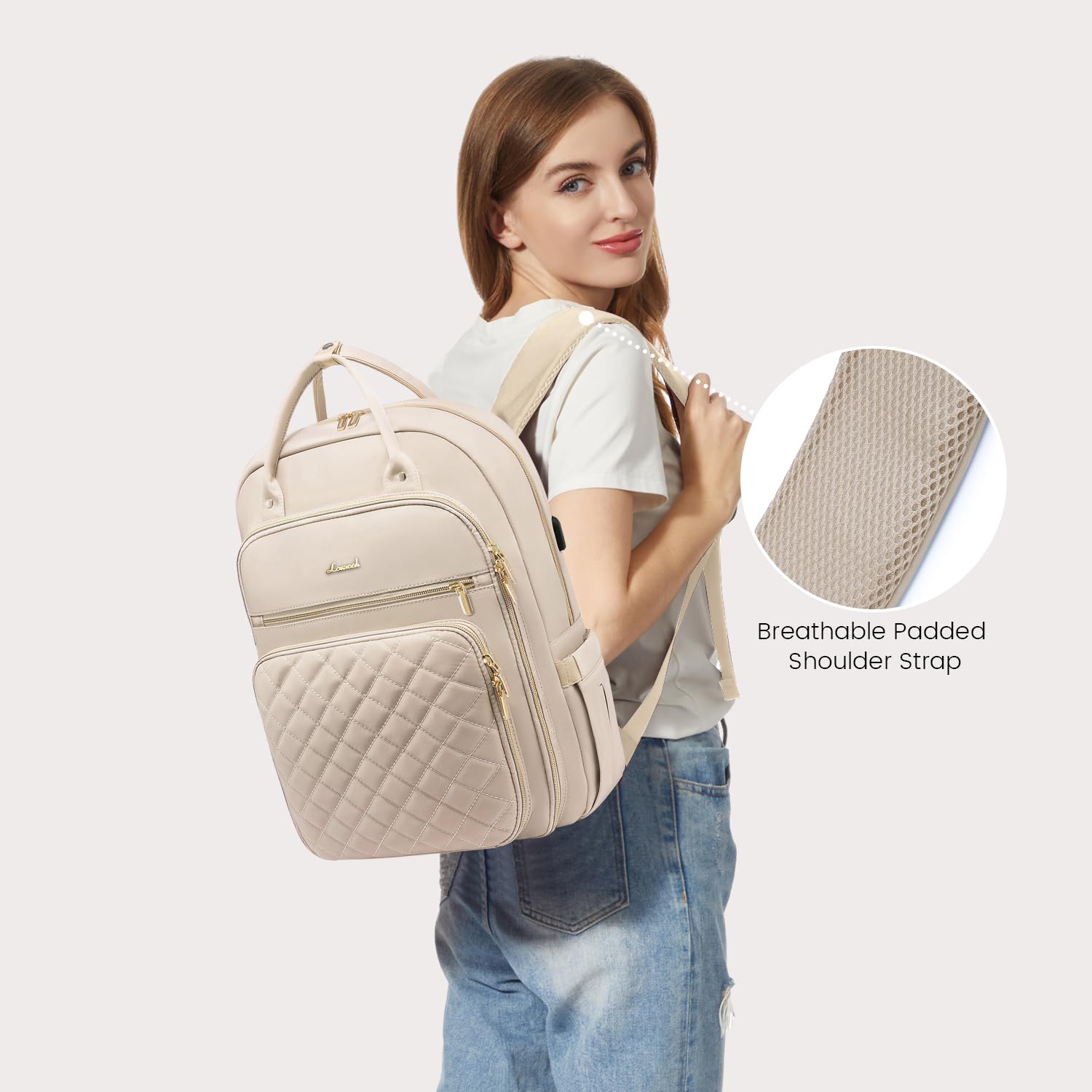 LOVEVOOK Laptop Backpack for Women, Water Resistant Travel Work Backpacks Purse College Business Teacher Nurse Computer bag with USB Charging Port