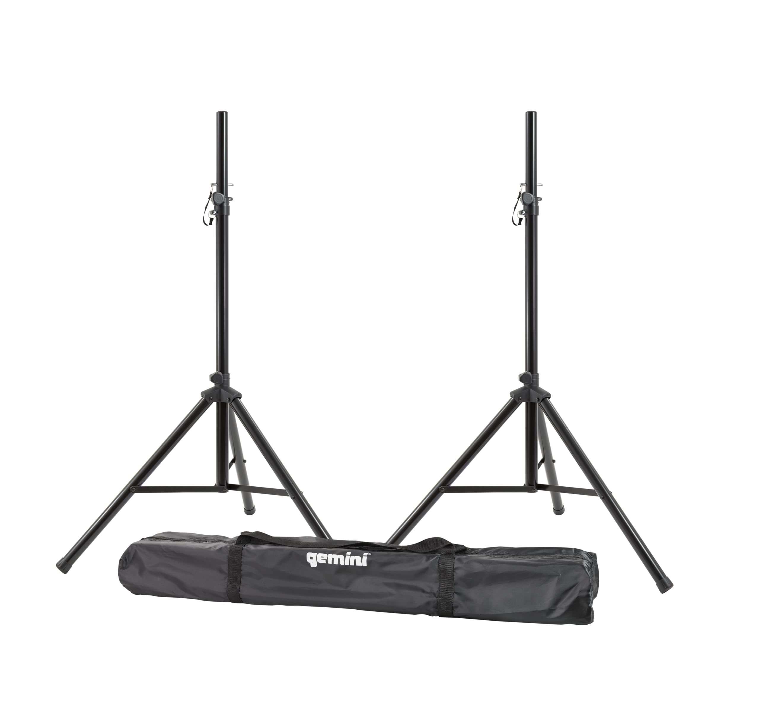 Gemini Sound ST-Pack Heavy Duty Professional Audio Universal DJ Fold-Out Telescoping Tripod Steel Speaker Stands (Set of 2), Up to 80" Inches Tall, 200lb Weight Capacity with Carry Bag Included,Black