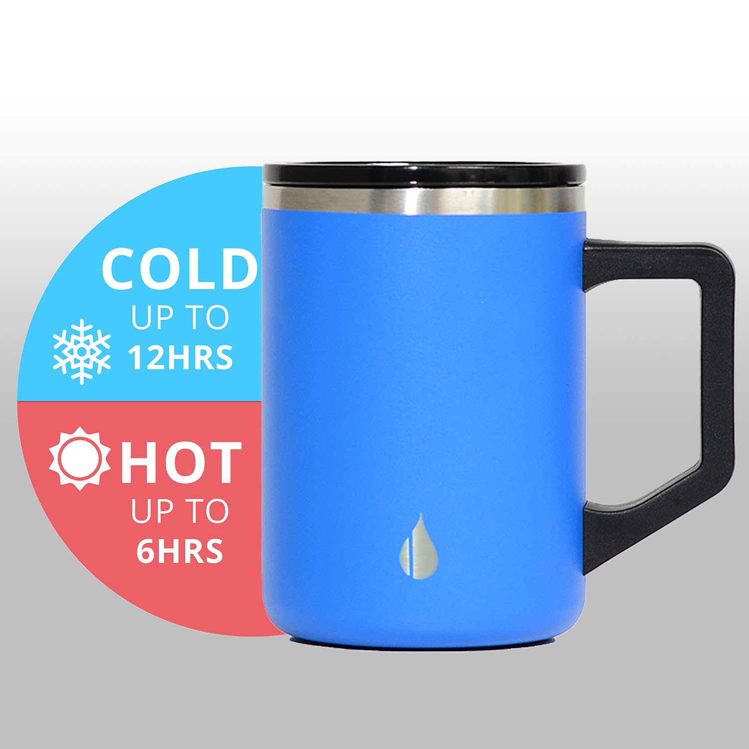 Elemental Insulated Coffee Mug - Triple-Wall Stainless Steel Summit Travel Cup for Hot and Cold Drinks - Thermal Coffee Mug with Lid and Handle for Camping, Office & Travel 12oz - Black