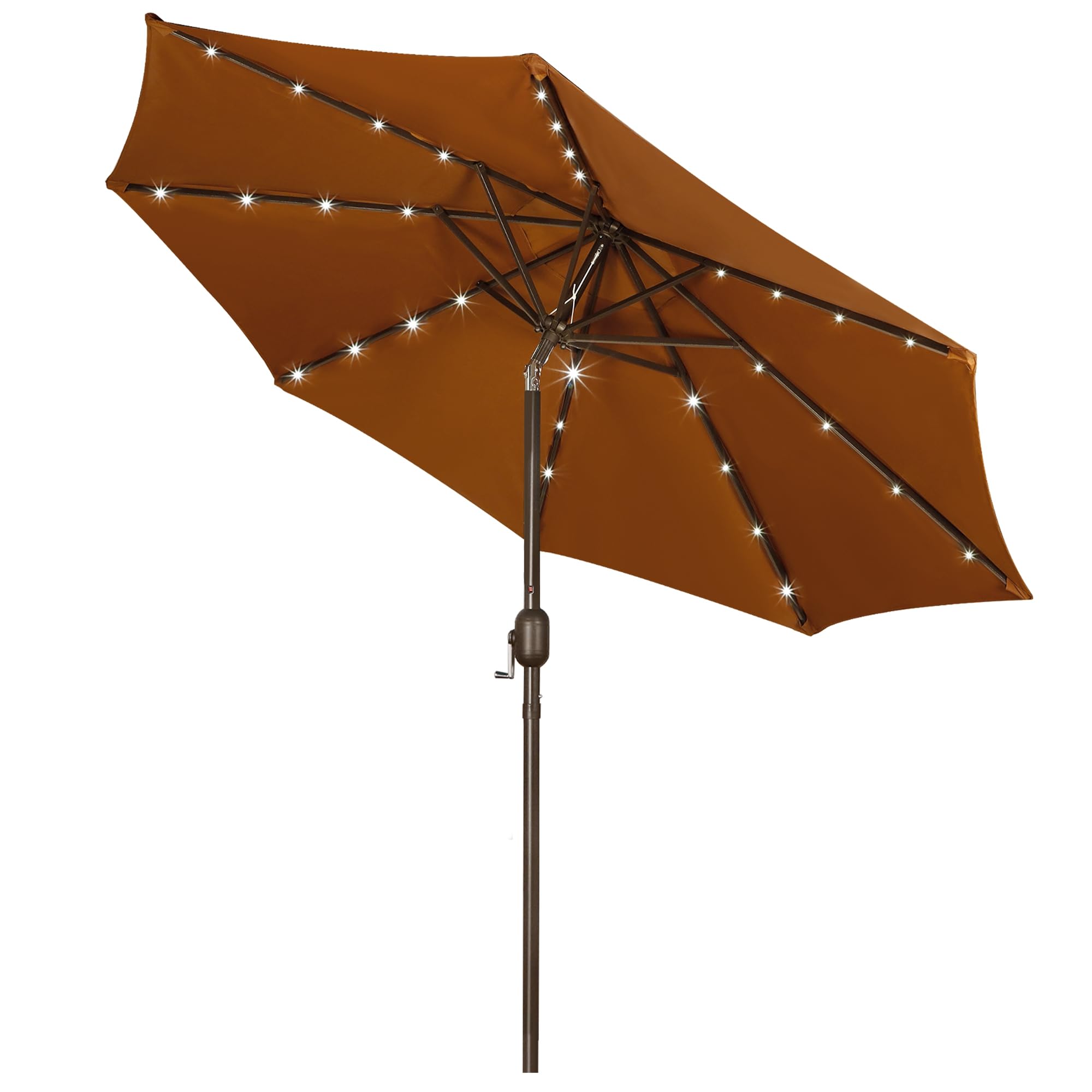 Blissun 9 ft Solar Umbrella, 32 LED Lighted Patio Umbrella, Table Market Umbrella, Outdoor Umbrella for Garden, Deck, Backyard, Pool and Beach (Light Blue)