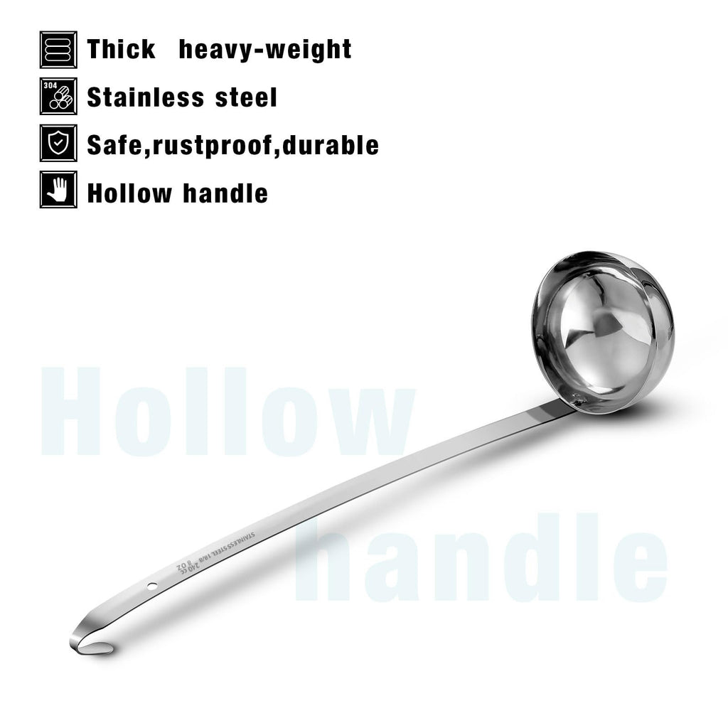 meekoo 1 Pieces Stainless Steel Ladle Soup Handle Ladle with Pouring Rim for Kitchen Cooking Soup Sauce (1 oz)