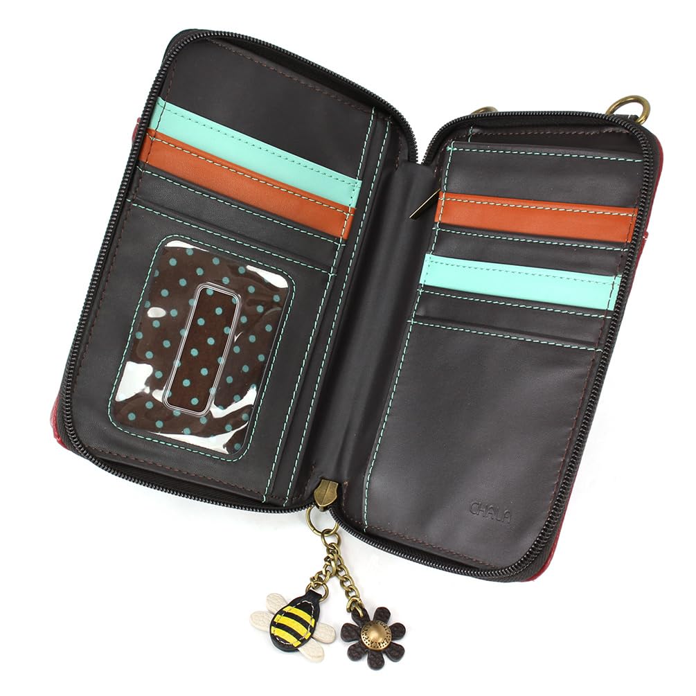 CHALA Wallet Crossbody Cell Phone Purse - Women Faux Leather Multicolor Handbag with Adjustable Strap