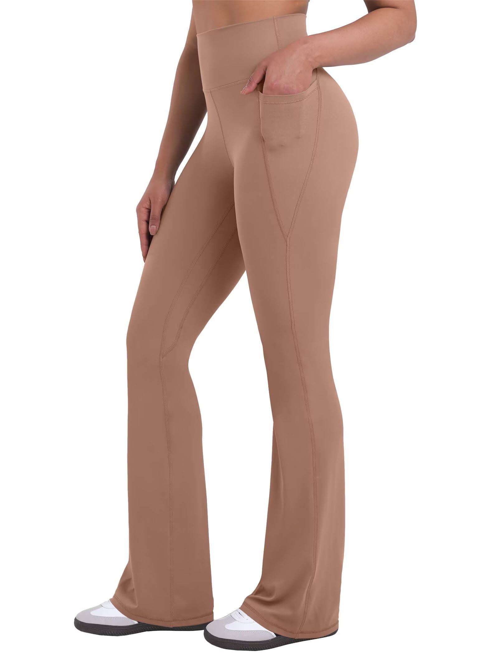 Sunzel Women Mini Flare Leggings with Pockets Breathable Bootcut Yoga Pants | Mini Flare, Buttery Soft, High Stretchy, High Waisted Tummy Control, Gym Clothes, Workout Casual Dance