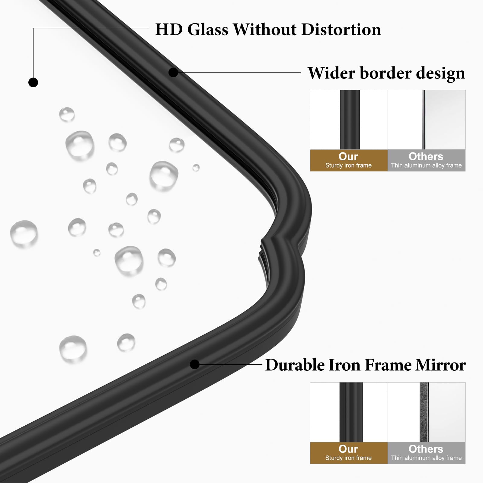 Ferytange 18X24 Inch Black Mirror for Wall with Metal Frame Rectangular Rounded Bathroom Vanity Mirror Anti-Rust, Hangs (Black 18" x 24")