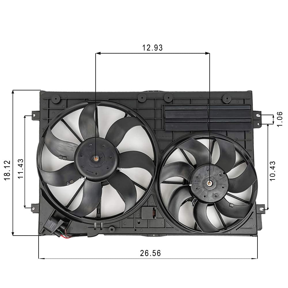VW102 Replacement Dual Radiator & Condenser Cooling Fan Assembly for Volkswagen Jetta 2.0L VW Tiguan for Audi A3 TT