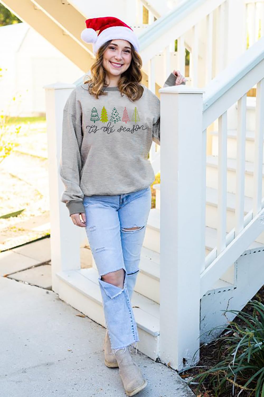 Christmas Sweatshirts Women Candy Canes Graphic Sweatshirt Vintage Xmas Long Sleeve Shirt Pullover Tops