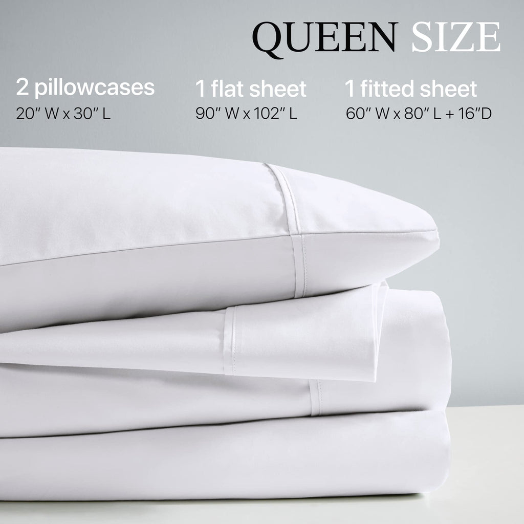 Beautyrest 1000 Thread Count, Solid Color Sheet Set, Elastic Deep Pocket, All Season, Breathable, HeiQ Smart Temperature, Soft Cotton Blend Bedding, Matching Pillowcase, King Ivory 4 Piece