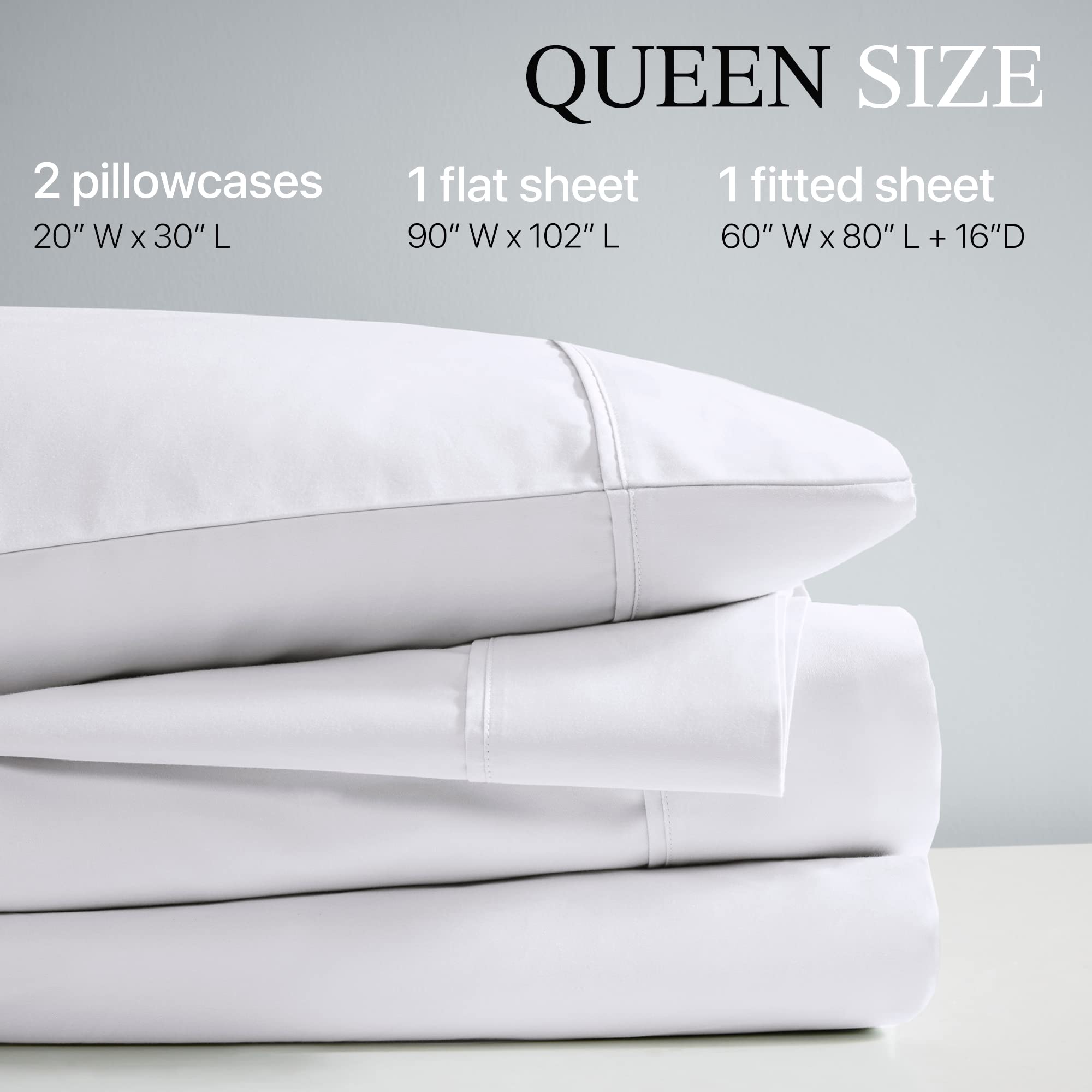 Beautyrest 1000 Thread Count, Solid Color Sheet Set, Elastic Deep Pocket, All Season, Breathable, HeiQ Smart Temperature, Soft Cotton Blend Bedding, Matching Pillowcase, King Ivory 4 Piece