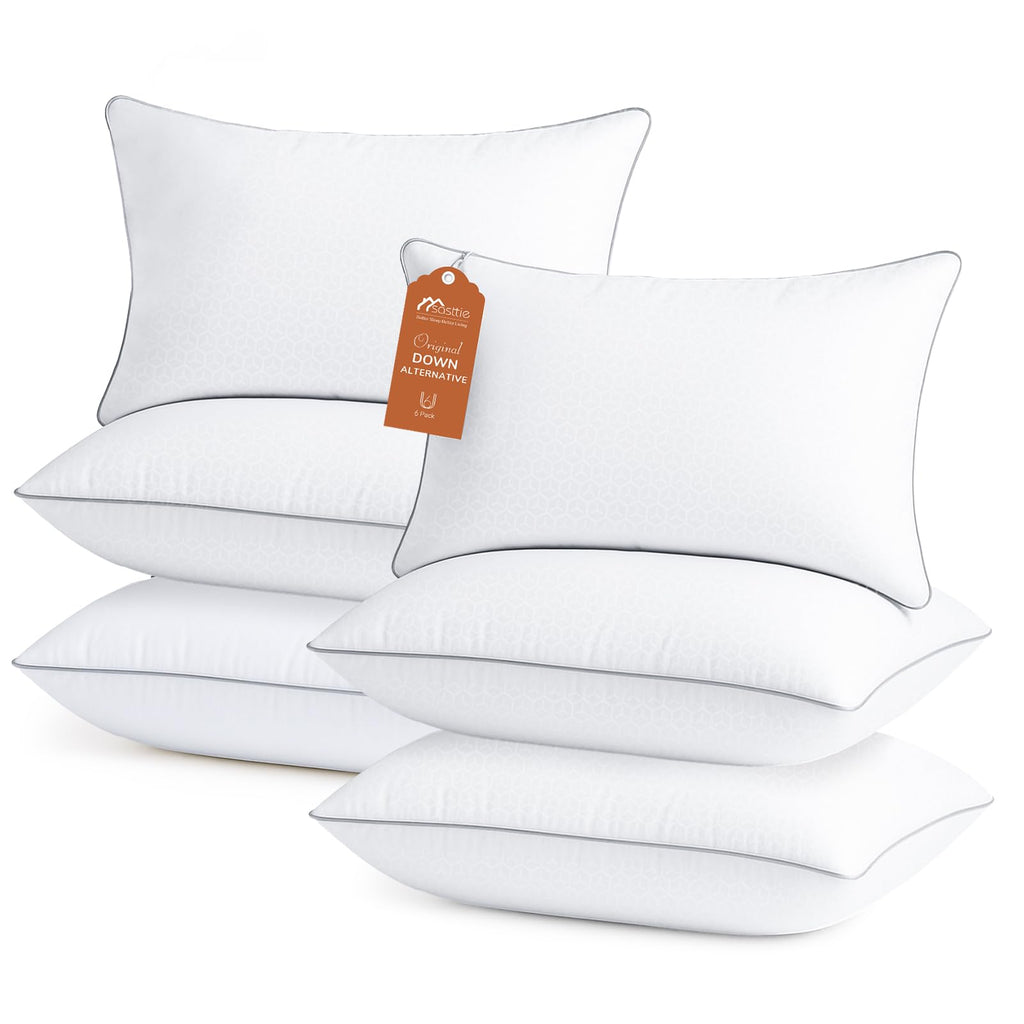 Sasttie Firm Pillows Standard Size Set of 4, Full Size Bed Pillows for Side, Back, and Stomach Sleepers - Oeko-Tex Certified Down Alternative Plump Filling - Hotel Quality and Machine Washable, 4 Pack