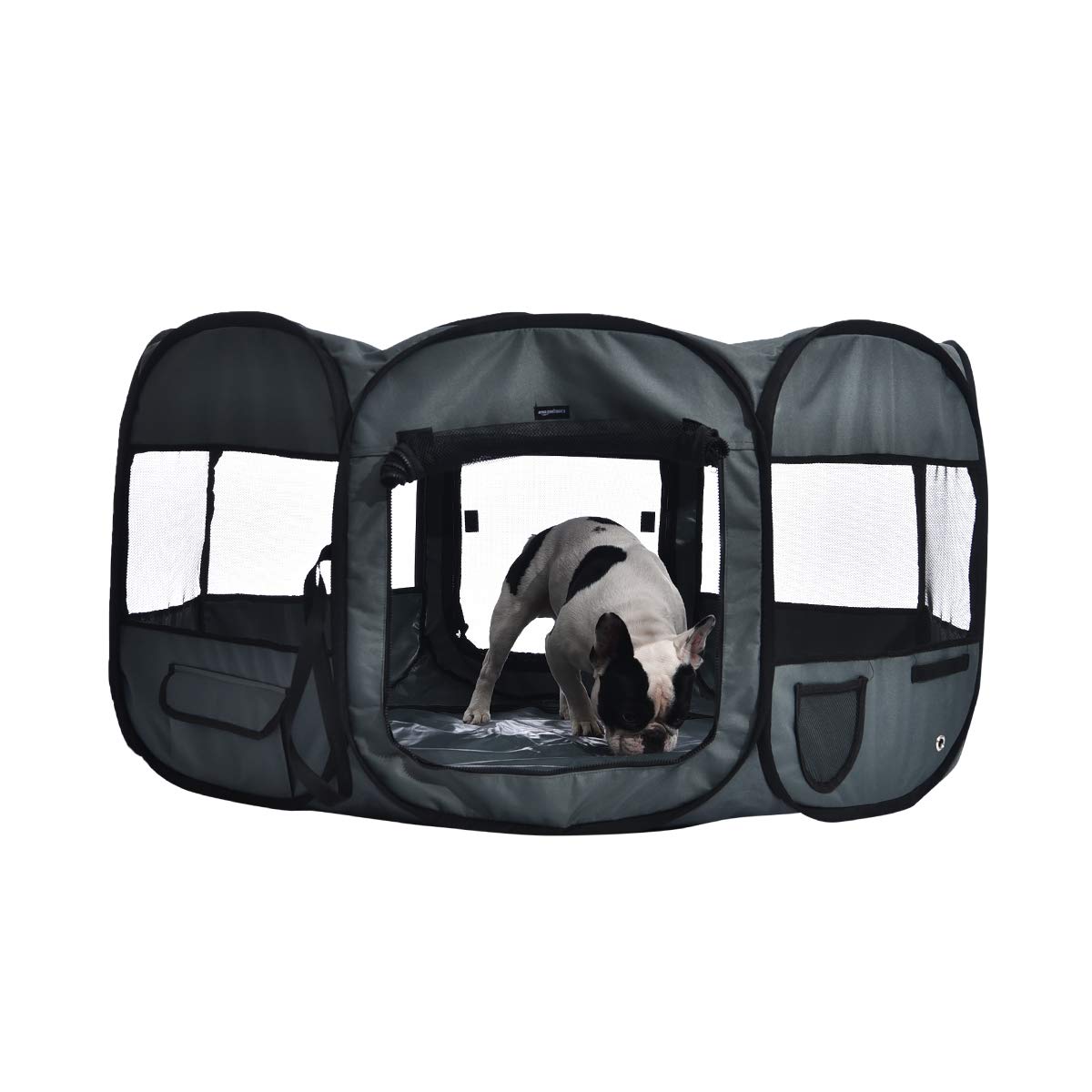 Amazon Basics Foldable Octagonal Indoor/Outdoor Portable Dog Playpen with Mesh Top, Easy to Clean and Store, 45", Blue