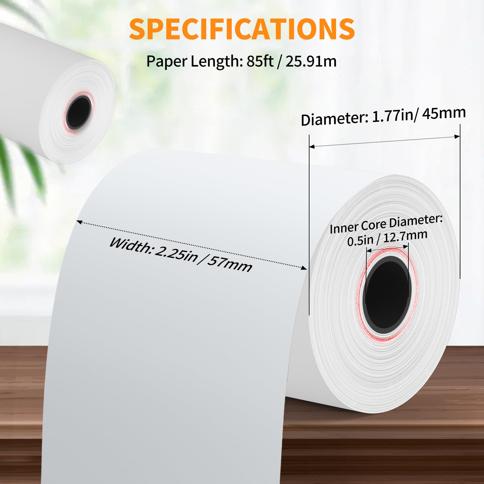2 1/4'' x 50' Thermal Receipt Paper 50 Rolls, 2.25x50ft Receipt Roll Cash Register Paper - For Credit Card Machine POS Terminal Clover Mini Verifone