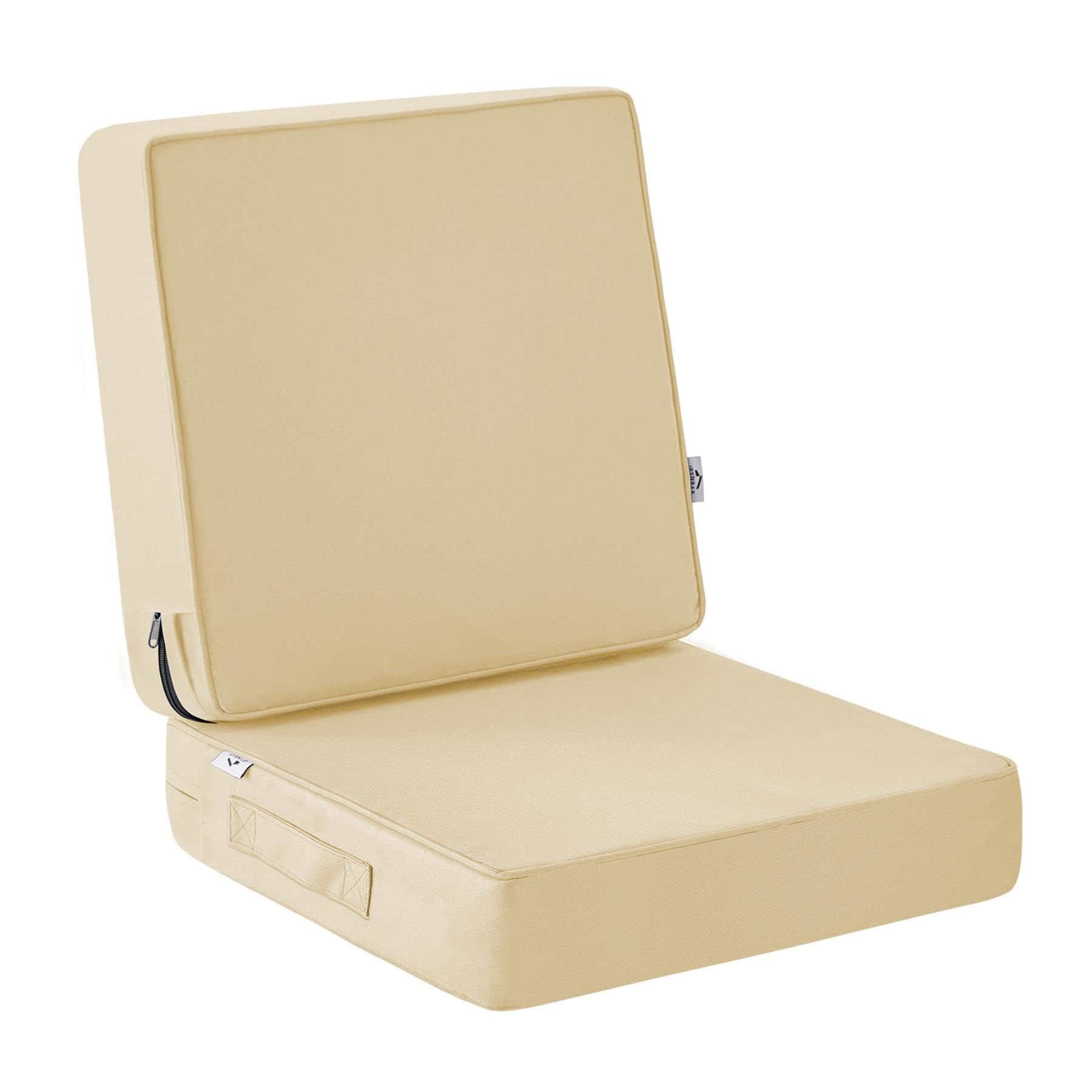 IPYNBAP Outdoor Cushions, Outdoor Chair Cushions 22x22x3 Inch, Cushions for Outdoor Furniture with Removable Cover, Waterproof & Fade Resistant Outdoor Seat Cushions for Patio, Lawn, Beige