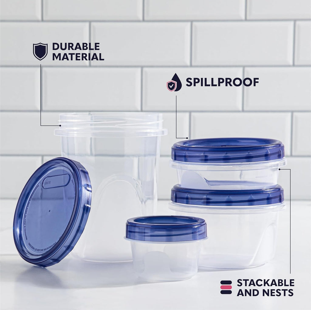 Plastic Food Deli Containers With Twist Top Lids - (16 Oz) - [5 Pack] - Food Storage Containers Takeout To Go - Microwave, Freezer & Dishwasher Safe BPA-Free