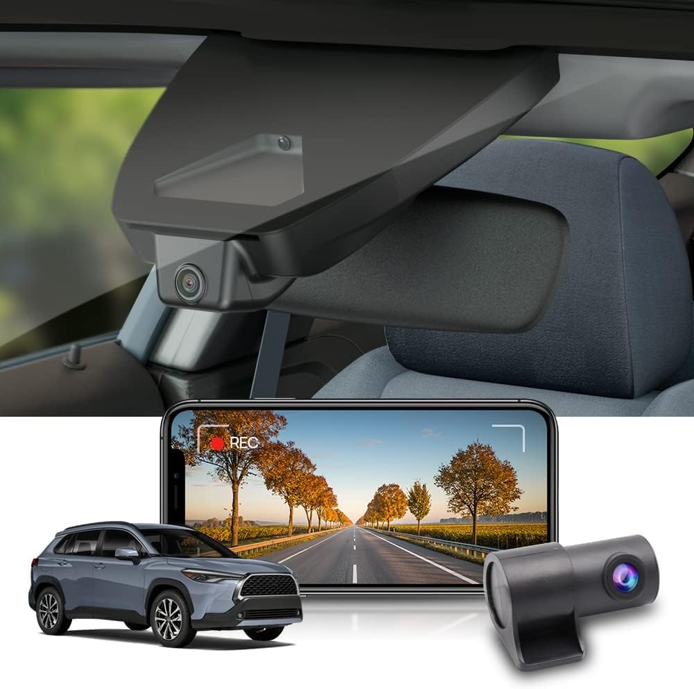 Fitcamx Front 2K+Rear 1080P Dash Cam Adapts for Toyota Corolla 2023-2026 Sedan Hybrid Hatchback, OEM Style, Dual HD Video, Built-in WiFi & APP, Loop Recording, G-Sensor, Easy to Set, 64GB Card