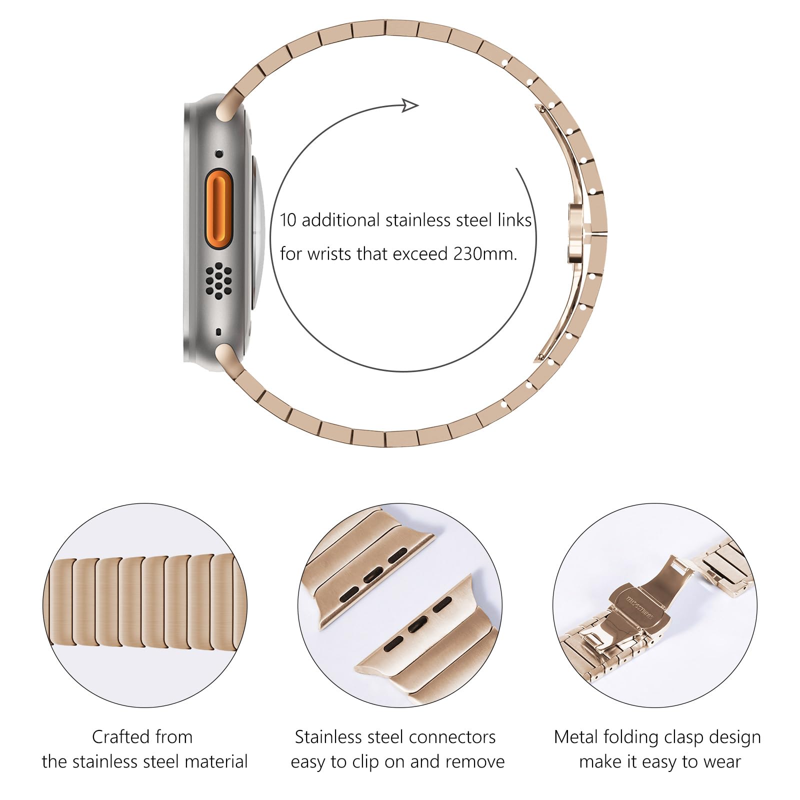 NewWays Titanium & Stainless Steel Link Bracelet for Apple Watch Band Ultra 3 2 1 Band 49mm Series11 10 46mm 42mm 45mm 44mm 41mm 40mm 38mm Series 3-11
